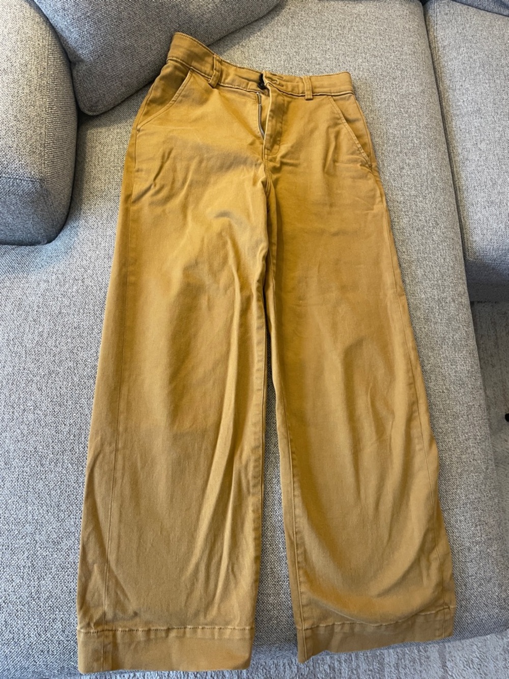 Everlane Organic Cotton Mustard/Tan Wide-Leg Chino Pants